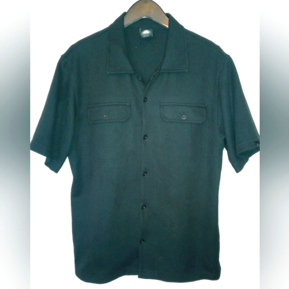 Nike ACG Dri Fit button down up Shirt Mens M Black Short Sleeve outdoor medium - Picture 1 of 7